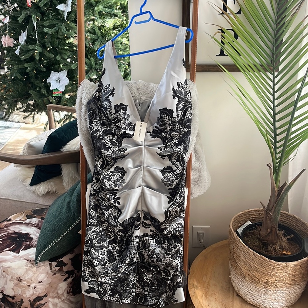 Le chateau Satin evening ruched cocktail dress